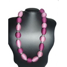 Handmade Exclusive Fabric Necklace "Pink"